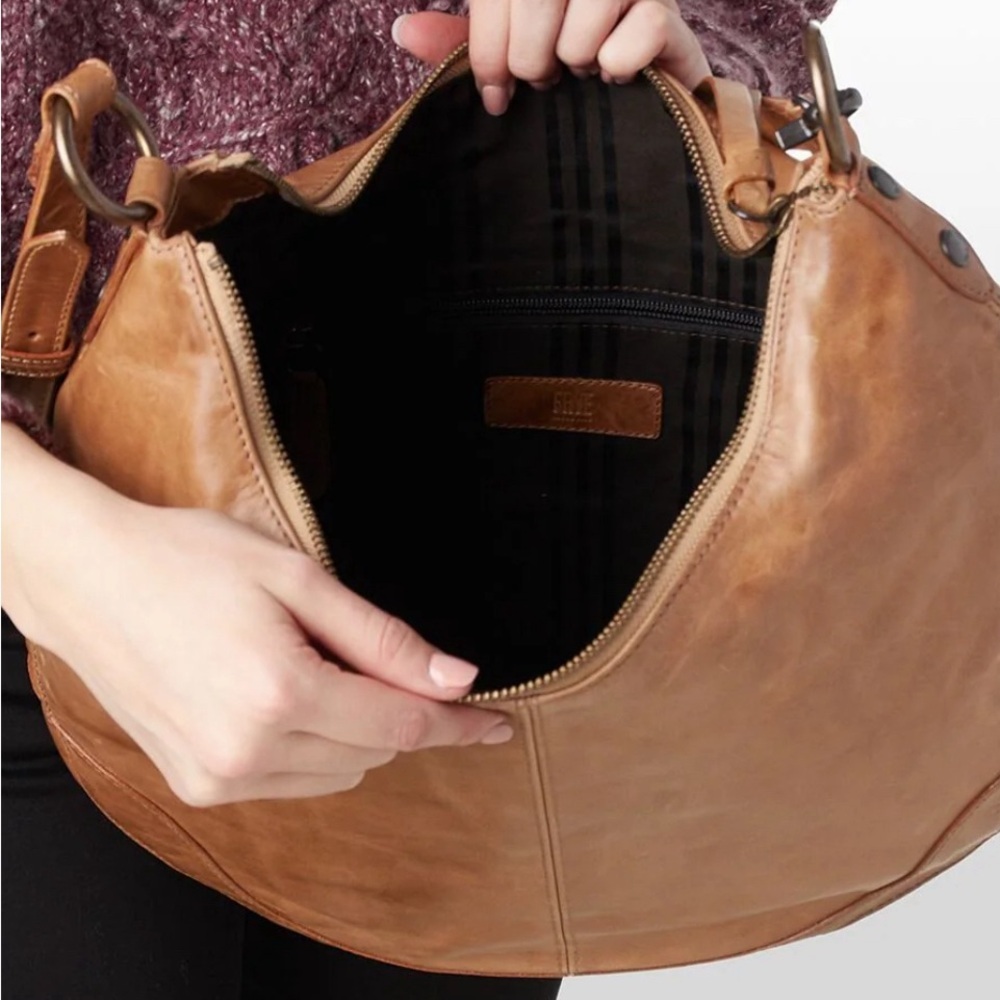 Frye Melissa Scooped Hobo Leather Large Bag Beige AUTHENTIC -LIKE NEW - Picture 4 of 12